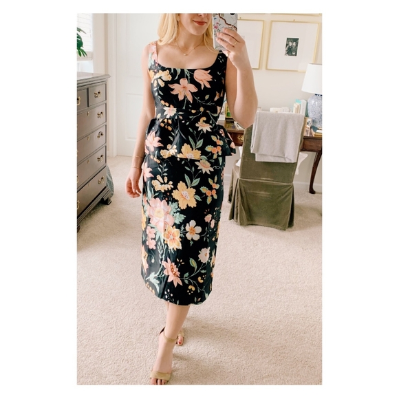 Tuckernuck Black Floral Jacquard Mia Midi Dress - Picture 1 of 13